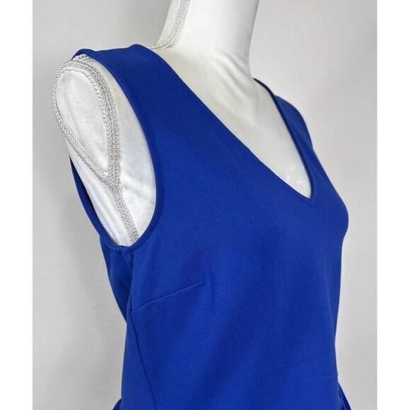 J. Crew Scuba Knit Velvet Peplum Royal Blue Sleeveless Top Size Small (4/6) - Picture 9 of 10